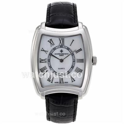 Vacheron Constantin Overseas Roman Markers with White Dial-Black Leather Strap