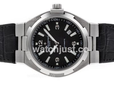 Vacheron Constantin Overseas Swiss ETA 2836 Movement with Black Dial-Leather Strap-1:1 Version