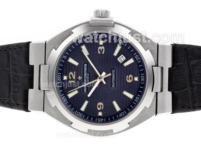 Vacheron Constantin Overseas Swiss ETA 2836 Movement with Blue Dial-Leather Strap-1:1 Version