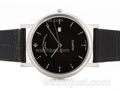 Vacheron Constantin Overseas with Black Dial and Leather Strap