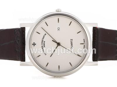 Vacheron Constantin Overseas with White Dial-Leather Strap