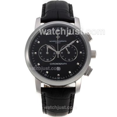 Vacheron Constantin Overseas Working Chronograph Black Dial-Leather Strap