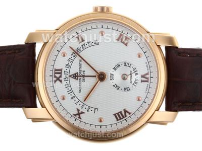 Vacheron Constantin Patrimony Day-Date Flyback Automatic Rose Gold Case With White Dial