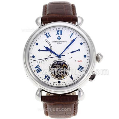 Vacheron Constantin Tourbillon Automatic with White Dial-Leather Strap