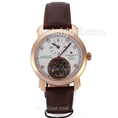 Vacheron Constantin Tourbillon Regulateur Manual Winding Rose Gold Case with White Dial