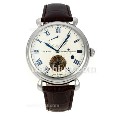 Vacheron Constantin Tourbillon Working Power Reserve Automatic with White Dial-Blue Roman Markers