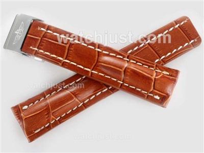 Breitling Brown Leather Strap with Deployment Buckle 22MM