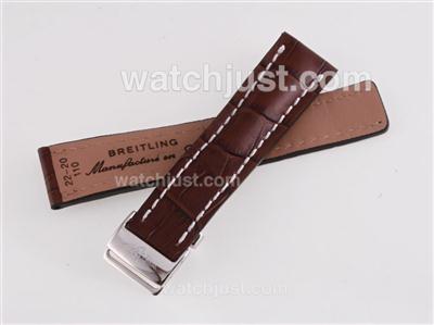 Breitling Brown Leather Strap with Deployment Buckle-For Swiss Version