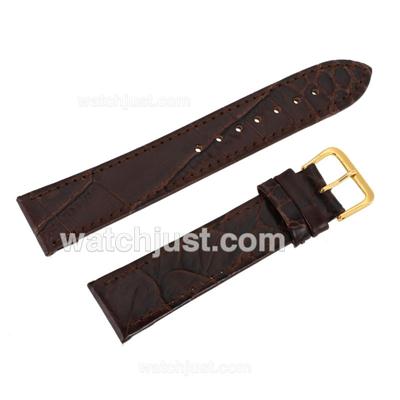 Brown Leather Strap with Golden Normal Buckle