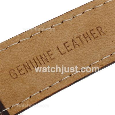Brown Leather Strap with Golden Normal Buckle