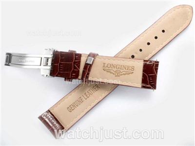 Longines Brown Leather Strap with Deployment Buckle-20MM