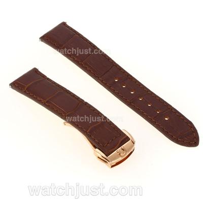 Omega Brown Leather Strap with Rose Gold Deployment Buckle for Swiss Version