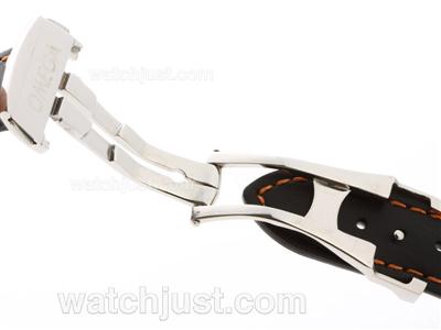 Omega Leather Strap with Deployant Buckle-22mm For Swiss Version