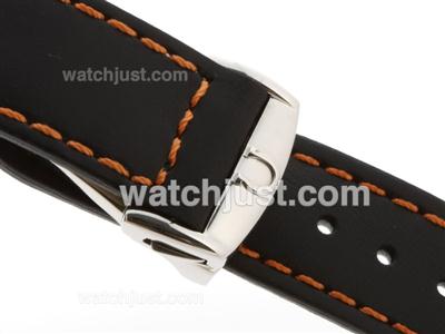 Omega Leather Strap with Deployant Buckle-22mm For Swiss Version