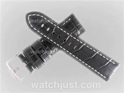 Panerai Black Leather Strap with White Stitching-For 44MM Model