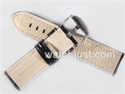 Panerai Black Leather Strap with White Stitching-For 44MM Model
