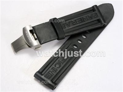 Panerai Black Rubber Strap with Deployment Buckle For Swiss Valjoux 7750 Movement Model