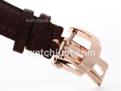 Patek Philippe Brown Leather Strap with Rose Gold Deployment Buckle For Nautilis Jumbo Model