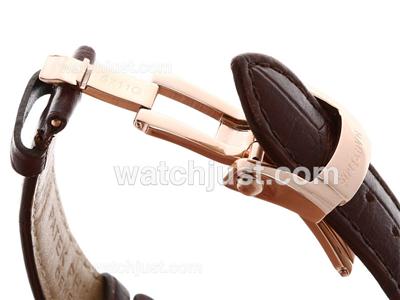Patek Philippe Brown Leather Strap with Rose Gold Deployment Buckle For Nautilis Jumbo Model