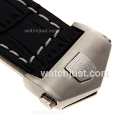 Tag Heuer Black Leather Strap with Deployment Buckle