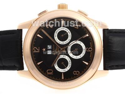 Zenith Class El Primero Automatic Rose Gold Case with Black Dial-Leather Strap
