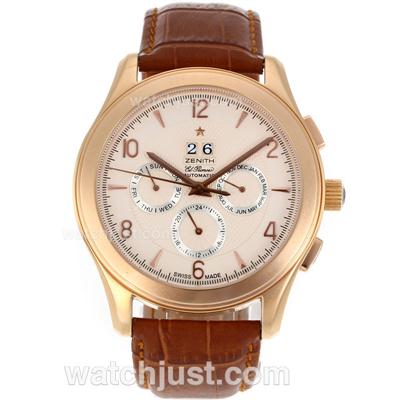 Zenith Class El Primero Automatic with Champagne Dial-Leather Strap