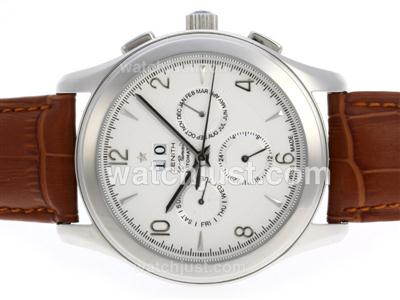 Zenith Class El Primero Automatic with White Dial-Leather Strap