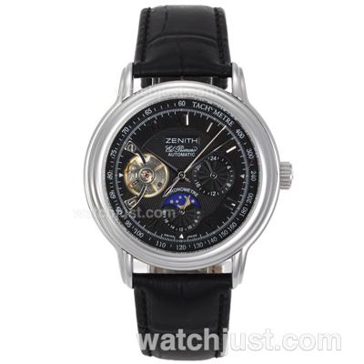 Zenith El Primero Chronomaster Tourbillon Automatic with Black Dial-Leather Strap