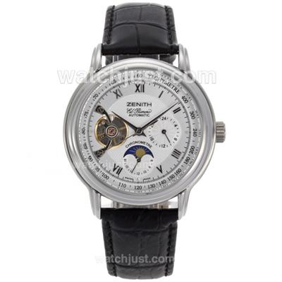 Zenith El Primero Chronomaster Tourbillon Automatic with White Dial-Leather Strap