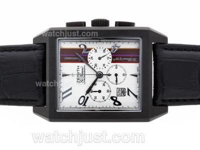 Zenith El Primero Chronomaster Working Chronograph PVD Case with White Dial-Leather Strap