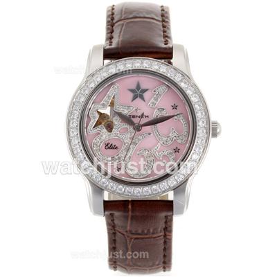 Zenith Star Open Sea Automatic Diamond Bezel with Pink Dial-18K Plated Gold Movement