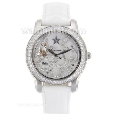 Zenith Star Open Sea Automatic Diamond Bezel with White Dial-18K Plated Gold Movement