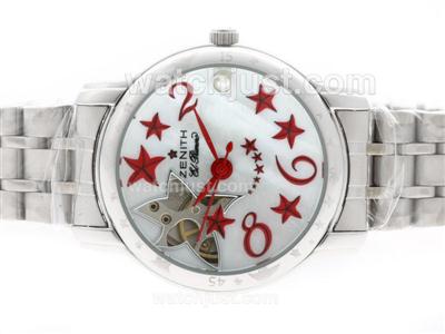 Zenith Star Open Sea Automatic MOP Dial with Red Markers S/S-Lady Size